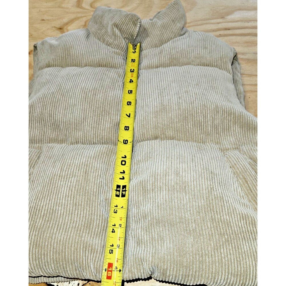 CI SONO Sz large Corduroy Sherpa faux fur lined Crop Puffer Vest Ribbed - Picture 5 of 11